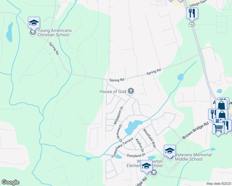 map of restaurants, bars, coffee shops, grocery stores, and more near 60 Desota Drive in Covington