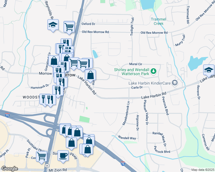 map of restaurants, bars, coffee shops, grocery stores, and more near 1738 Carla Drive in Morrow