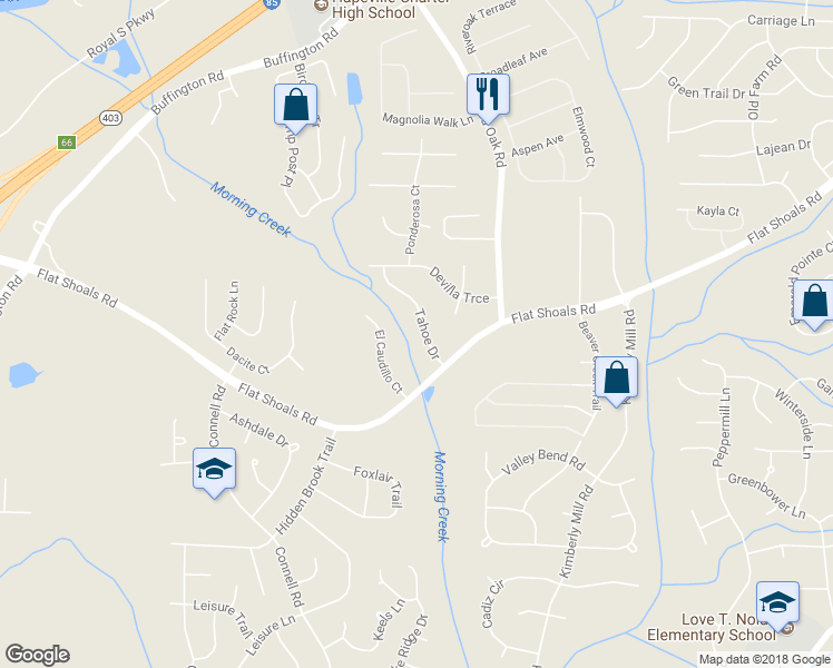 map of restaurants, bars, coffee shops, grocery stores, and more near 6405 Tahoe Drive in College Park