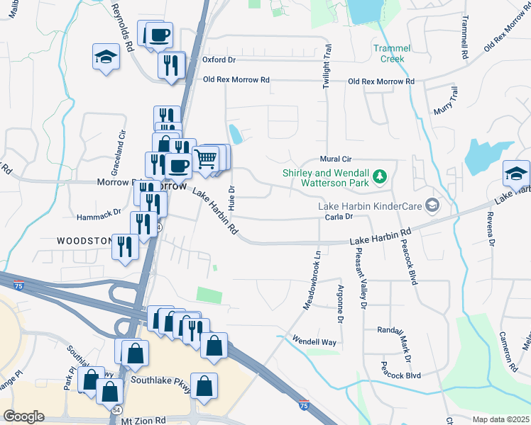 map of restaurants, bars, coffee shops, grocery stores, and more near 1730 Carla Drive in Morrow