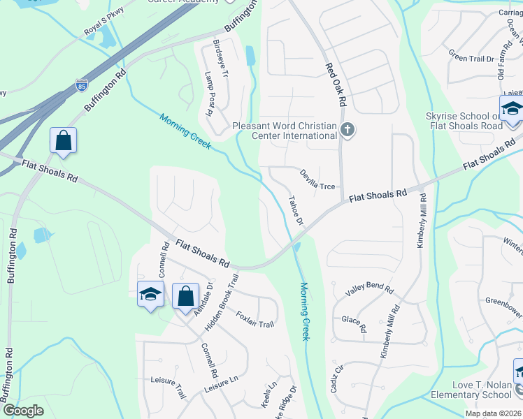 map of restaurants, bars, coffee shops, grocery stores, and more near 6375 El Caudillo Court in College Park
