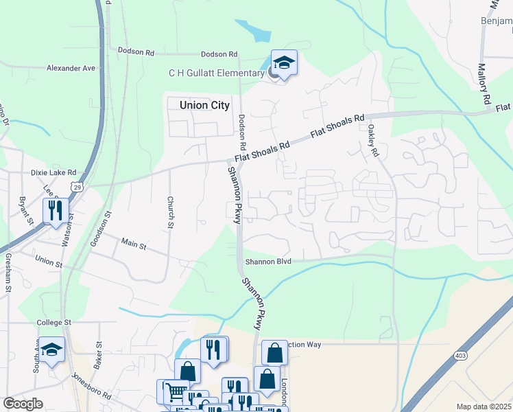 map of restaurants, bars, coffee shops, grocery stores, and more near 6354 Shannon Parkway in Union City