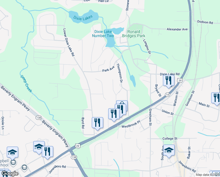 map of restaurants, bars, coffee shops, grocery stores, and more near 7525 Deer Creek Drive in Union City