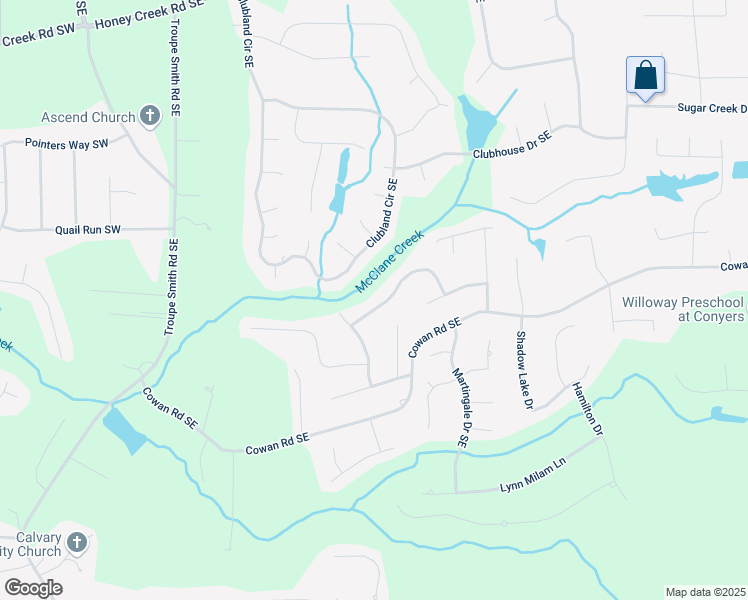 map of restaurants, bars, coffee shops, grocery stores, and more near 450 Valley Woods Circle Southeast in Conyers