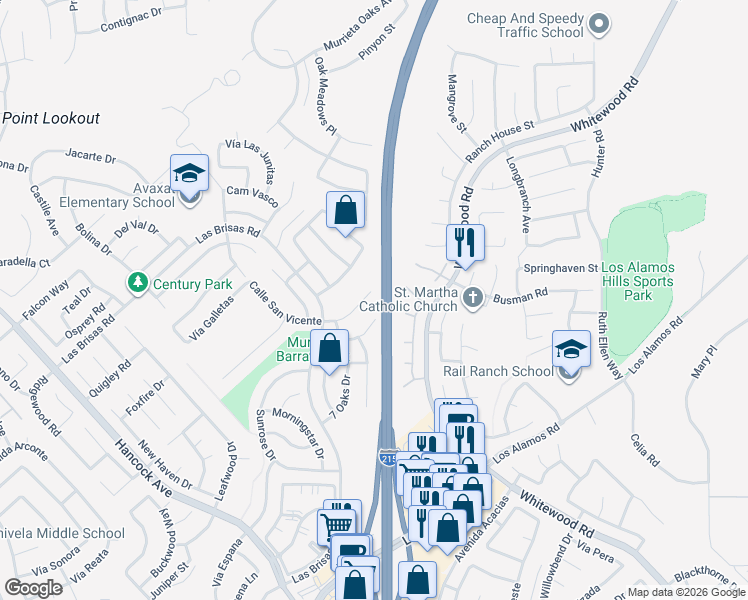 map of restaurants, bars, coffee shops, grocery stores, and more near 24863 Walnut Creek Circle in Murrieta