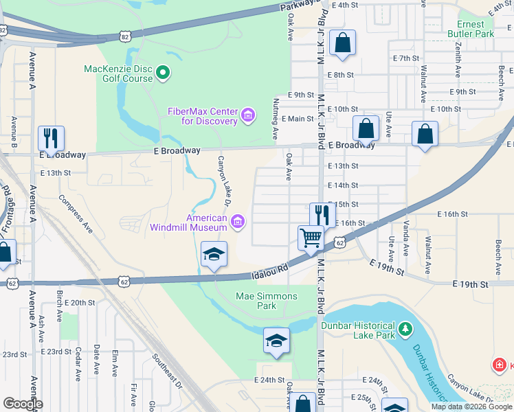 map of restaurants, bars, coffee shops, grocery stores, and more near 1500 Magnolia Ave in Lubbock