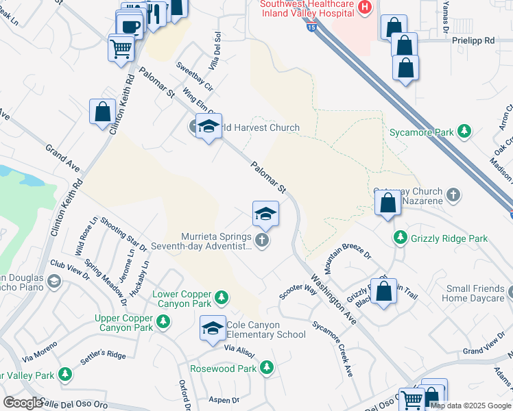 map of restaurants, bars, coffee shops, grocery stores, and more near in Wildomar