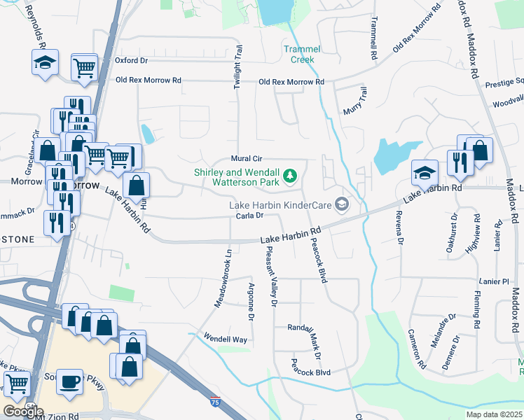 map of restaurants, bars, coffee shops, grocery stores, and more near 1890 Carla Drive in Morrow