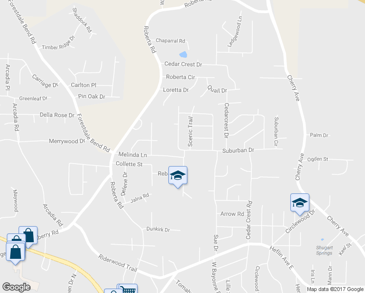 map of restaurants, bars, coffee shops, grocery stores, and more near 2050 Trailridge Square in Birmingham