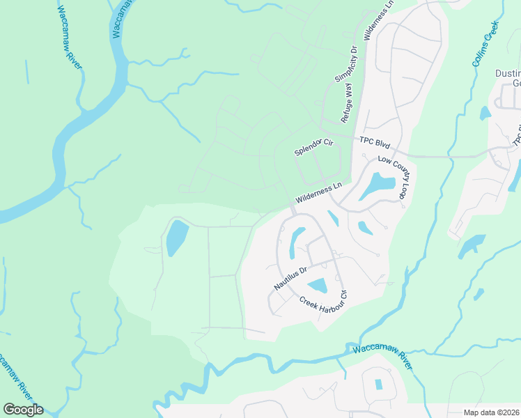 map of restaurants, bars, coffee shops, grocery stores, and more near 3351 Wilderness Lane in Murrells Inlet