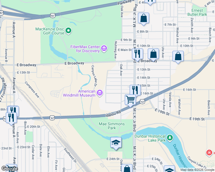 map of restaurants, bars, coffee shops, grocery stores, and more near 1500 Magnolia Ave in Lubbock