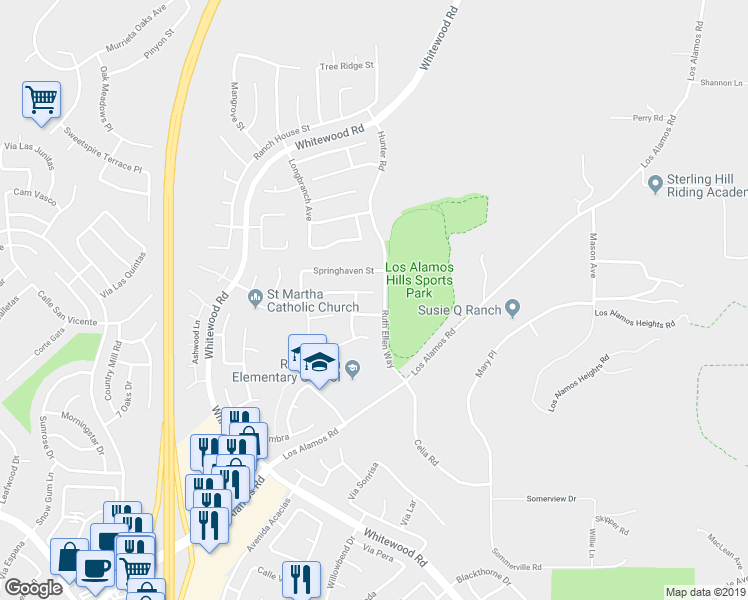 map of restaurants, bars, coffee shops, grocery stores, and more near 27973 Busman Road in Murrieta