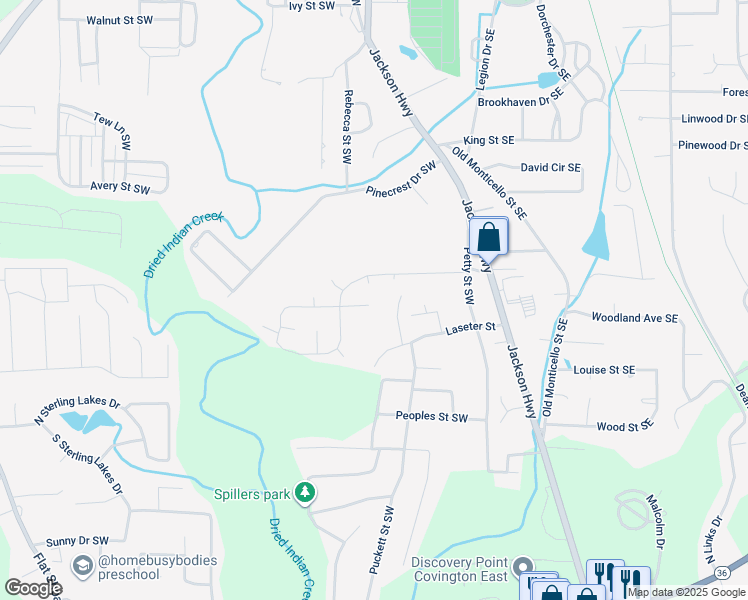 map of restaurants, bars, coffee shops, grocery stores, and more near 6113 Pineglen Circle Southwest in Covington