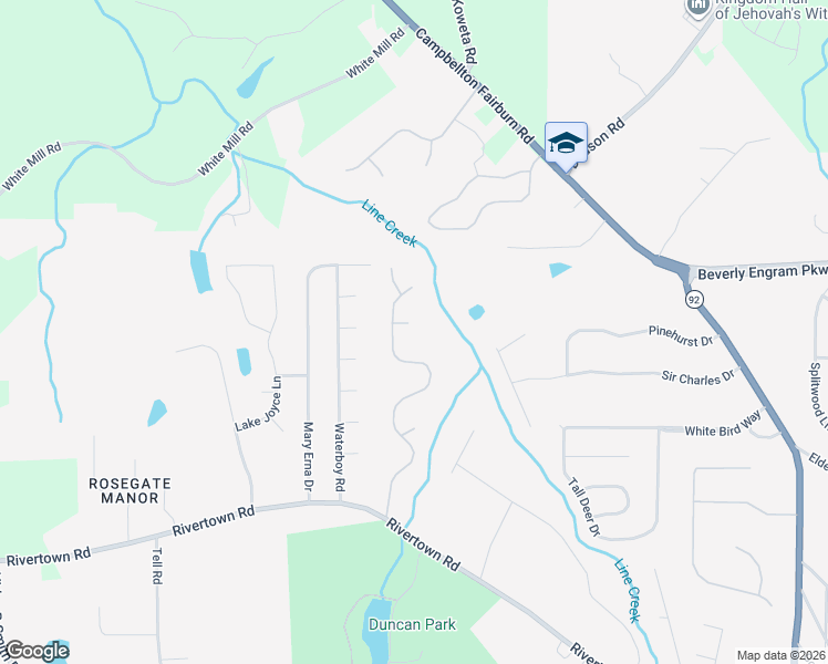 map of restaurants, bars, coffee shops, grocery stores, and more near 7219 Silverleaf Circle in Fairburn