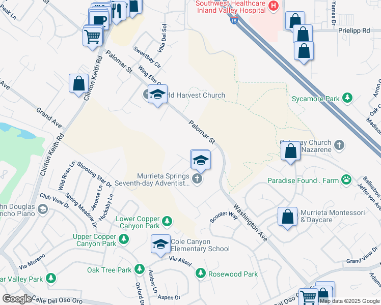 map of restaurants, bars, coffee shops, grocery stores, and more near in Wildomar