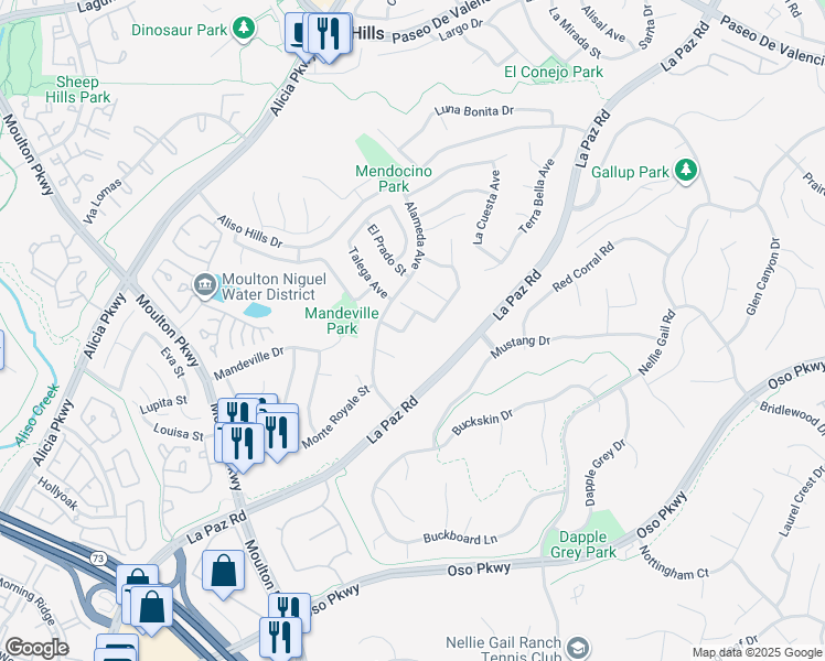map of restaurants, bars, coffee shops, grocery stores, and more near 24846 Elena Drive in Laguna Hills