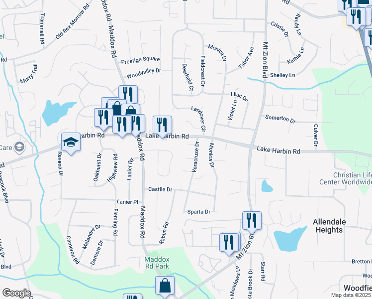 map of restaurants, bars, coffee shops, grocery stores, and more near 2503 Bonita Court in Morrow
