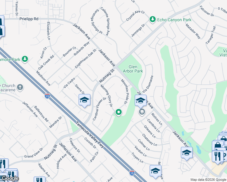 map of restaurants, bars, coffee shops, grocery stores, and more near 23835 Spring Branch Court in Murrieta