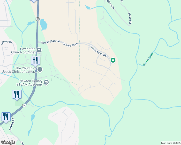 map of restaurants, bars, coffee shops, grocery stores, and more near 13100 Vista Drive Southeast in Covington
