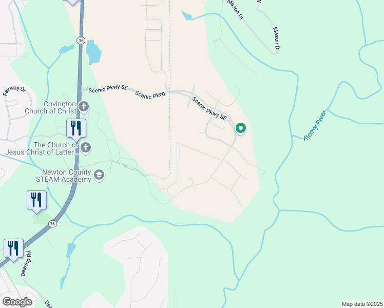 map of restaurants, bars, coffee shops, grocery stores, and more near 13100 Vista Drive Southeast in Covington