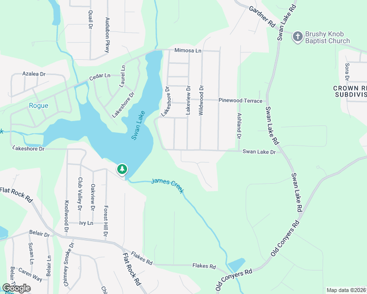 map of restaurants, bars, coffee shops, grocery stores, and more near 108 Lakeview Drive in Stockbridge