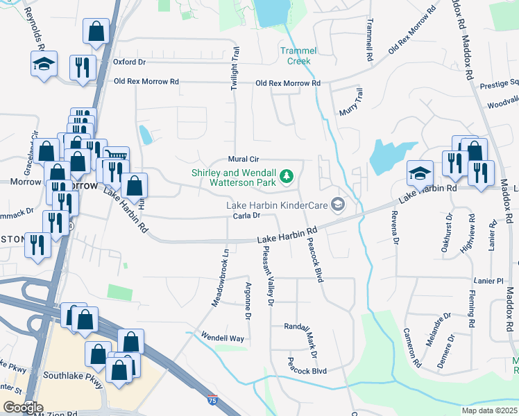 map of restaurants, bars, coffee shops, grocery stores, and more near 1890 Carla Drive in Morrow
