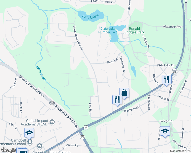 map of restaurants, bars, coffee shops, grocery stores, and more near 6385 Lower Dixie Lake Road in Union City