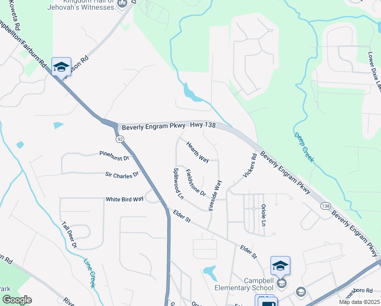 map of restaurants, bars, coffee shops, grocery stores, and more near 175 Hearth Way in Fairburn