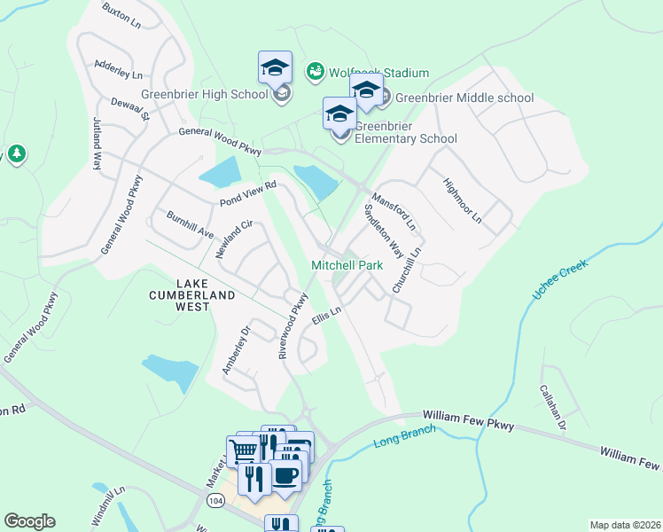 map of restaurants, bars, coffee shops, grocery stores, and more near 929 Mitchell Lane in Evans