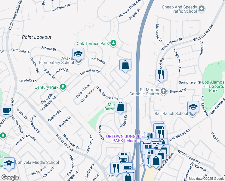 map of restaurants, bars, coffee shops, grocery stores, and more near 24572 Calle Magdalena in Murrieta