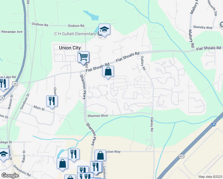map of restaurants, bars, coffee shops, grocery stores, and more near 8480 Oakley Circle in Union City