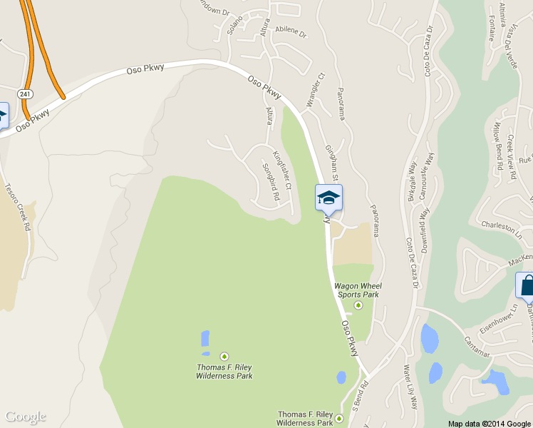 map of restaurants, bars, coffee shops, grocery stores, and more near 16 Swallows Lane in Trabuco Canyon