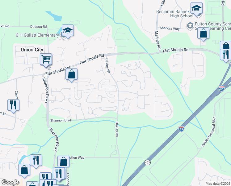 map of restaurants, bars, coffee shops, grocery stores, and more near 3275 Oakley Place in Union City