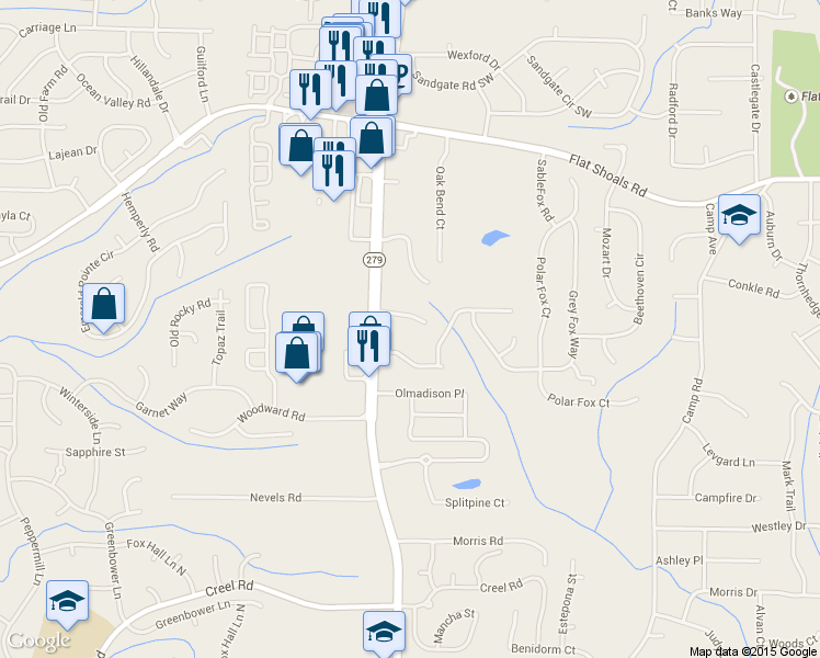 map of restaurants, bars, coffee shops, grocery stores, and more near 2380 Carobet Terrace in College Park