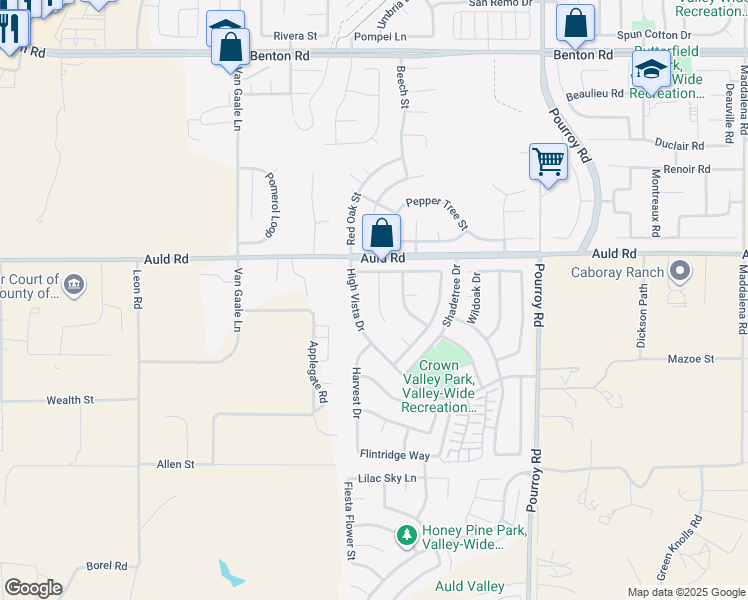 map of restaurants, bars, coffee shops, grocery stores, and more near 37093 Almond Circle in Murrieta