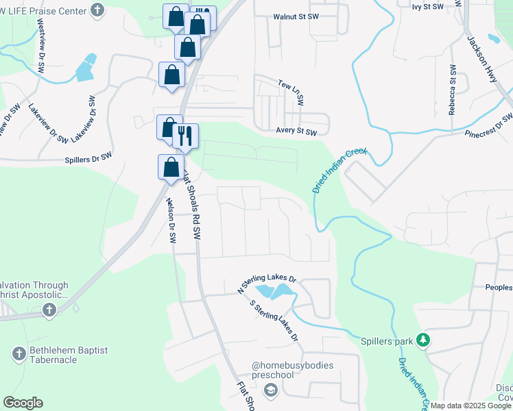 map of restaurants, bars, coffee shops, grocery stores, and more near 9205 Gallitin Drive Southwest in Covington