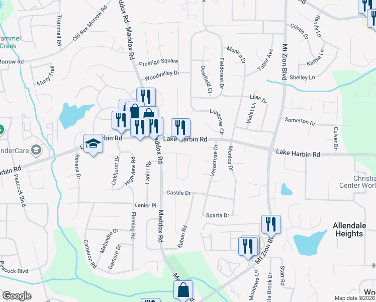 map of restaurants, bars, coffee shops, grocery stores, and more near 2444 Burton Circle in Morrow