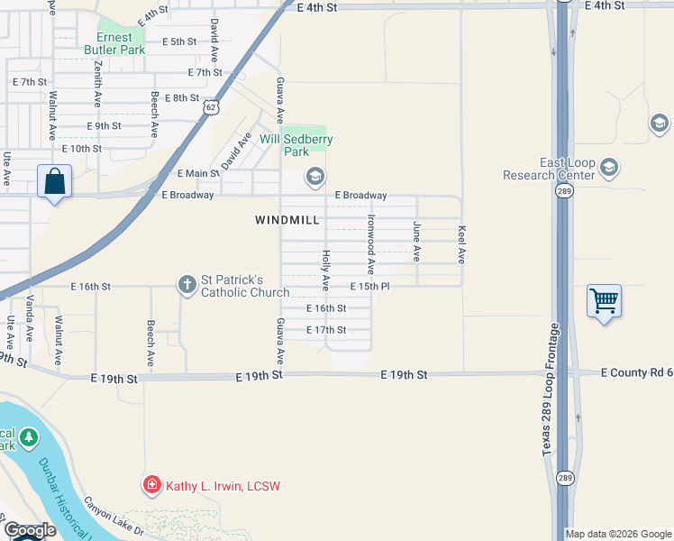 map of restaurants, bars, coffee shops, grocery stores, and more near 1500-1548 Holly Avenue in Lubbock