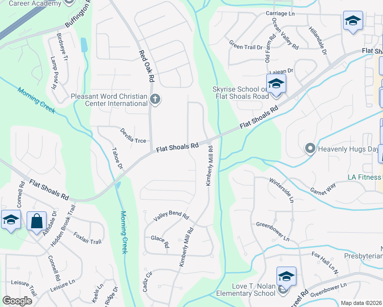 map of restaurants, bars, coffee shops, grocery stores, and more near 6361 Beaver Creek Trail in Atlanta