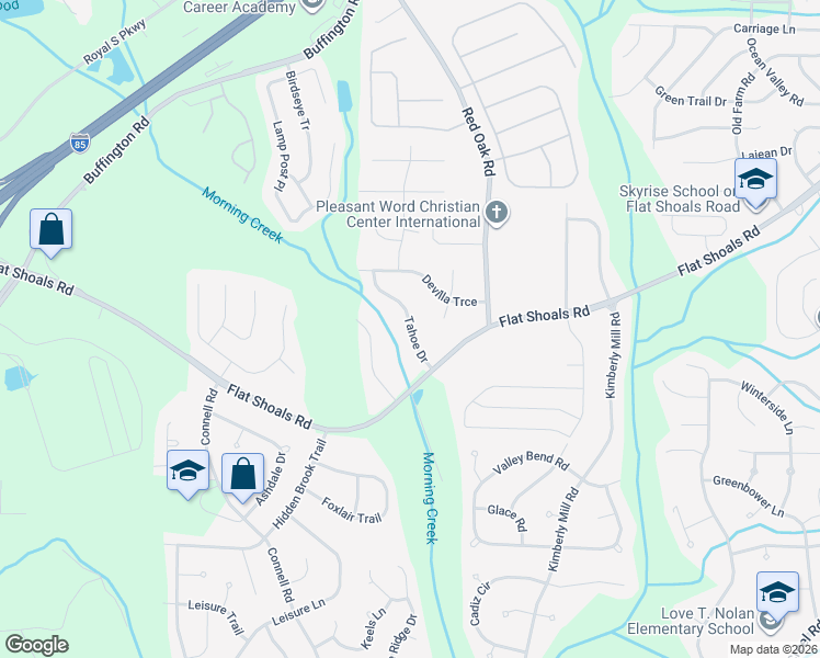map of restaurants, bars, coffee shops, grocery stores, and more near 6405 Tahoe Drive in College Park