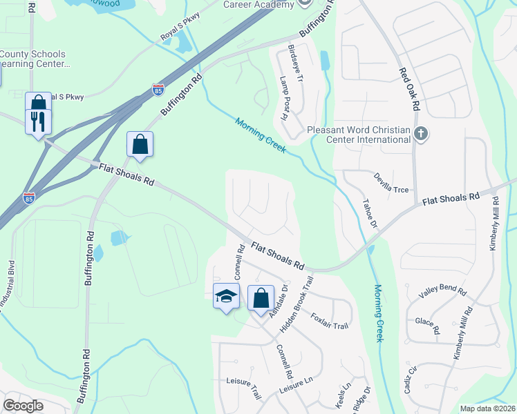 map of restaurants, bars, coffee shops, grocery stores, and more near 260 Chert Way in Atlanta