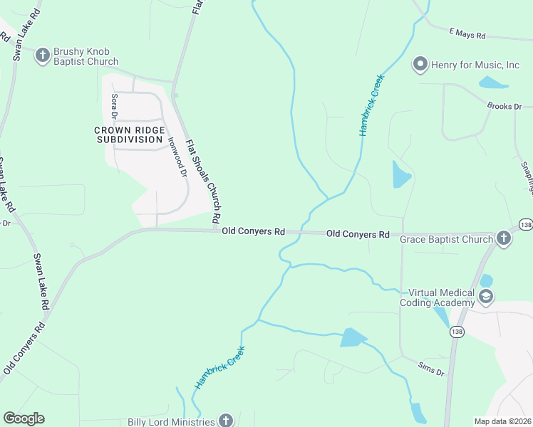 map of restaurants, bars, coffee shops, grocery stores, and more near 2477 Old Conyers Road in Stockbridge