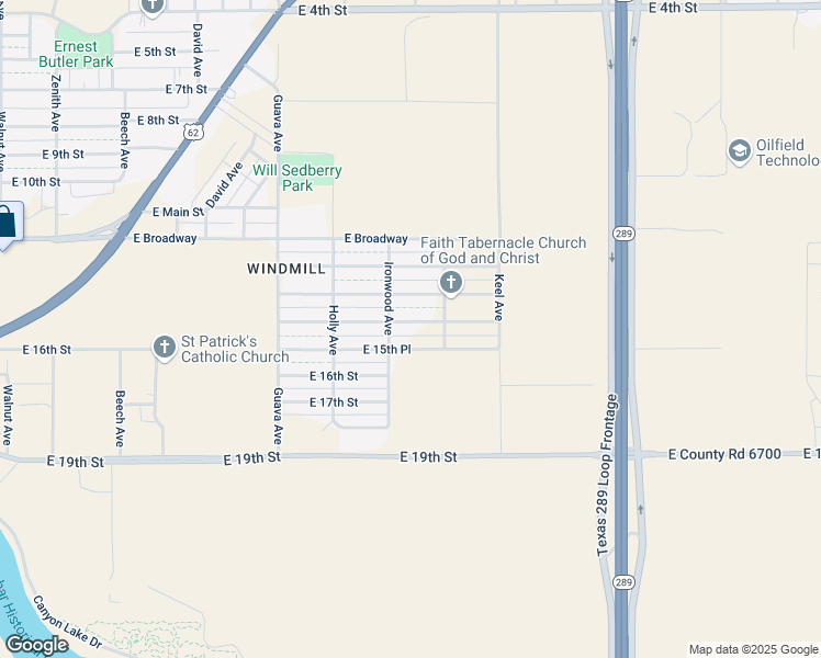 map of restaurants, bars, coffee shops, grocery stores, and more near 3510 East 15th Street in Lubbock