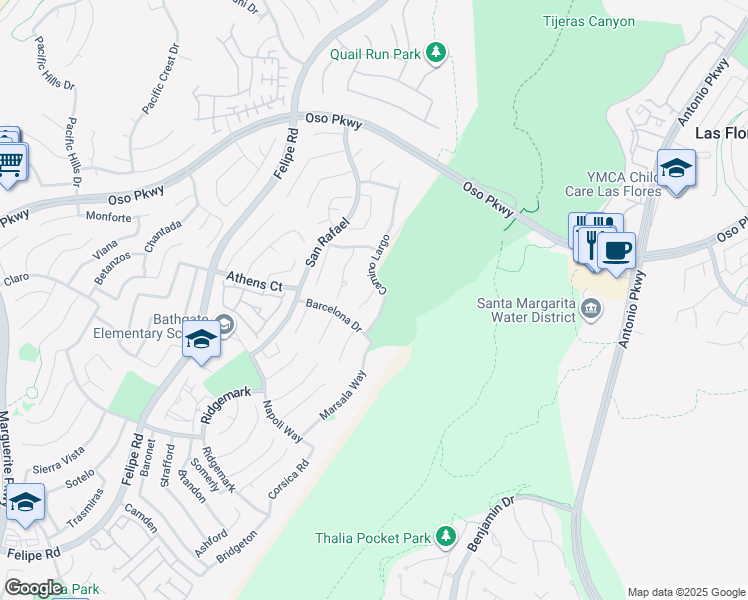 map of restaurants, bars, coffee shops, grocery stores, and more near 26192 Palmetto Place in Mission Viejo