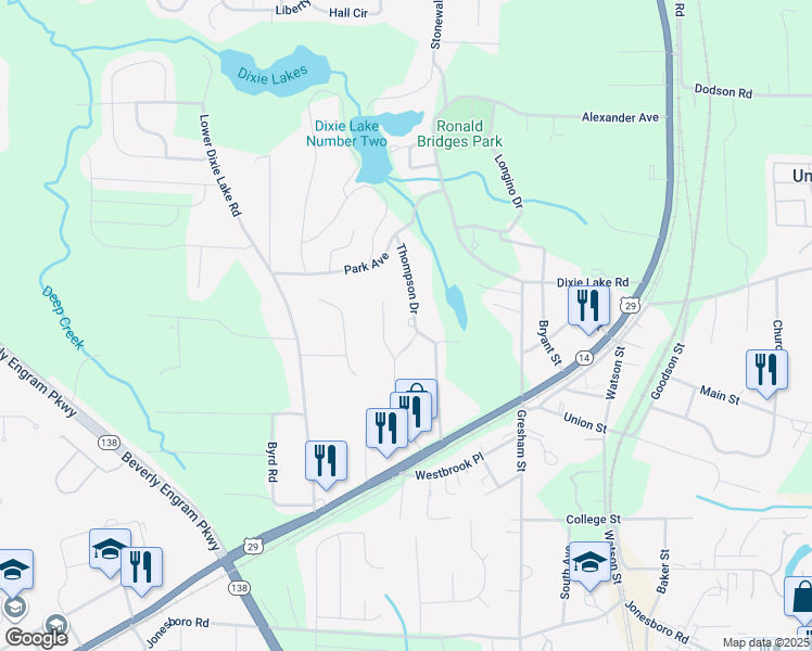 map of restaurants, bars, coffee shops, grocery stores, and more near 6339 Thompson Drive in Union City