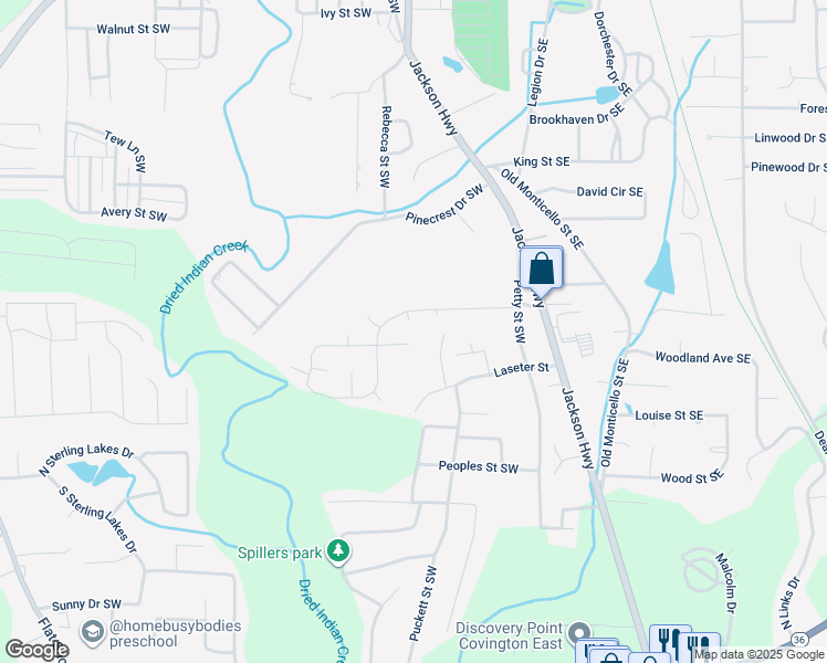map of restaurants, bars, coffee shops, grocery stores, and more near 6113 Pineglen Circle Southwest in Covington