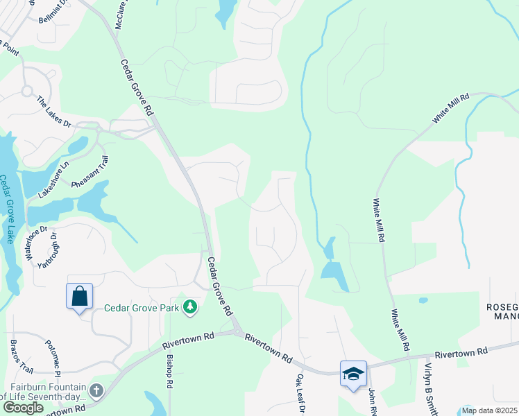 map of restaurants, bars, coffee shops, grocery stores, and more near 7431 Saint David Street in Fairburn