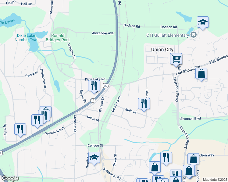 map of restaurants, bars, coffee shops, grocery stores, and more near 6350 Westbrook Avenue in Union City