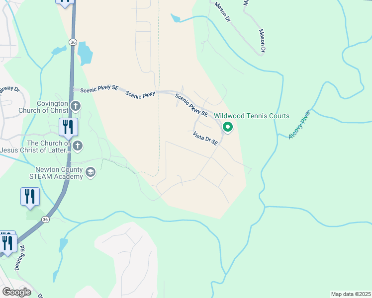 map of restaurants, bars, coffee shops, grocery stores, and more near 13579 Whitman Lane in Covington