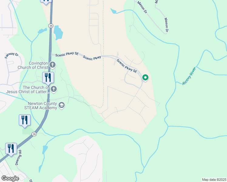 map of restaurants, bars, coffee shops, grocery stores, and more near 13100 Vista Drive Southeast in Covington